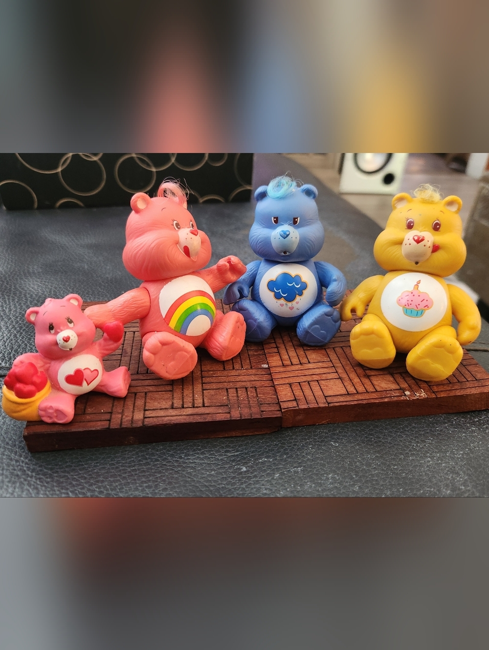 Vintage Lot Of Care Bears Vinyl Figure Lot - Pink, Coral, Blue, Yellow